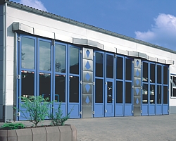 triple set of folding industrial doors