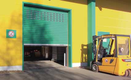Hormann industrial roller shutters with special colours for company branding
