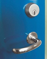 Lever handle and locking