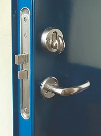 steel doorset handle and locking