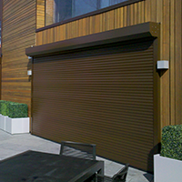 Dark brown solid aluminium security shutter