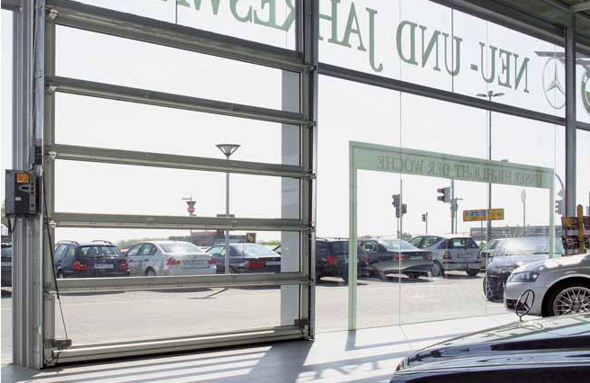 hormann als40 instaled into car showroom offering brilliant levels of clear vision