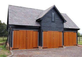 timber side hinged garage doors