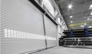 large roller shutter with window partitions