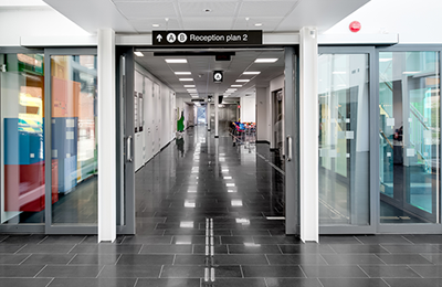 Vision Guard glazed door in commercial building