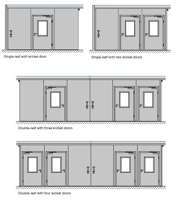 Sliding doors with pedestrian access