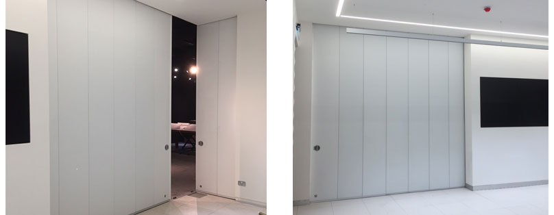 PSD sliding door separating rooms 