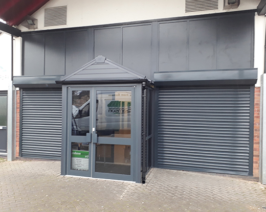 Office with two roller shutter access