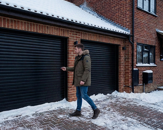 Roller door in snow